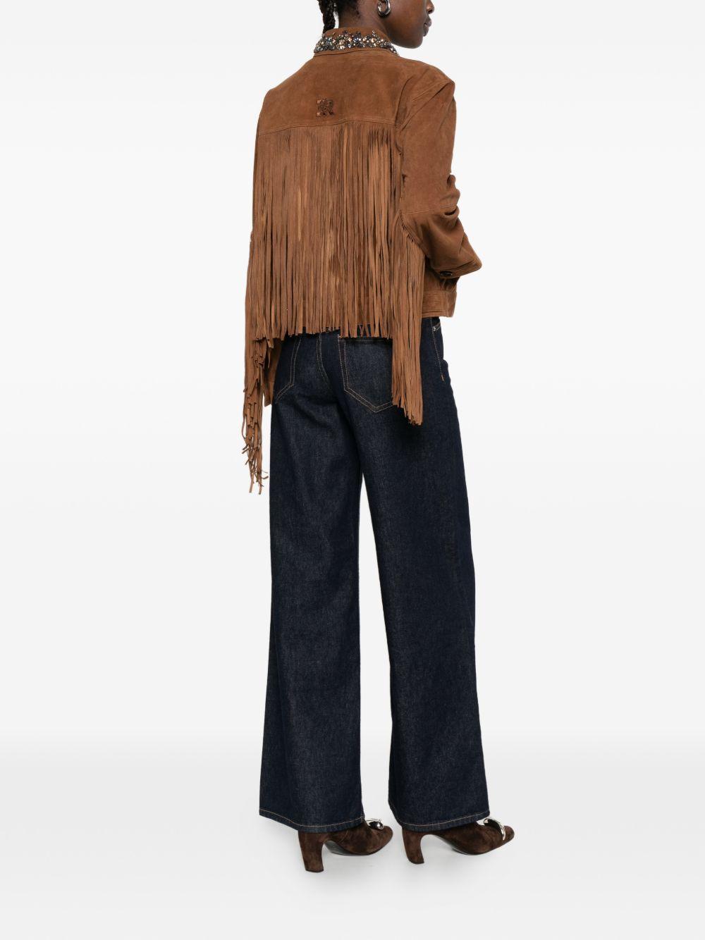 ERMANNO FIRENZE Giacca in suede marrone con frange