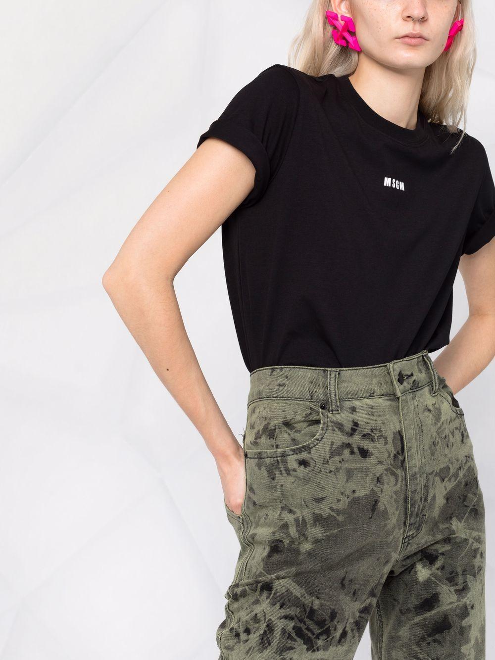 MSGM T-shirt a maniche corte in cotone nero con logo