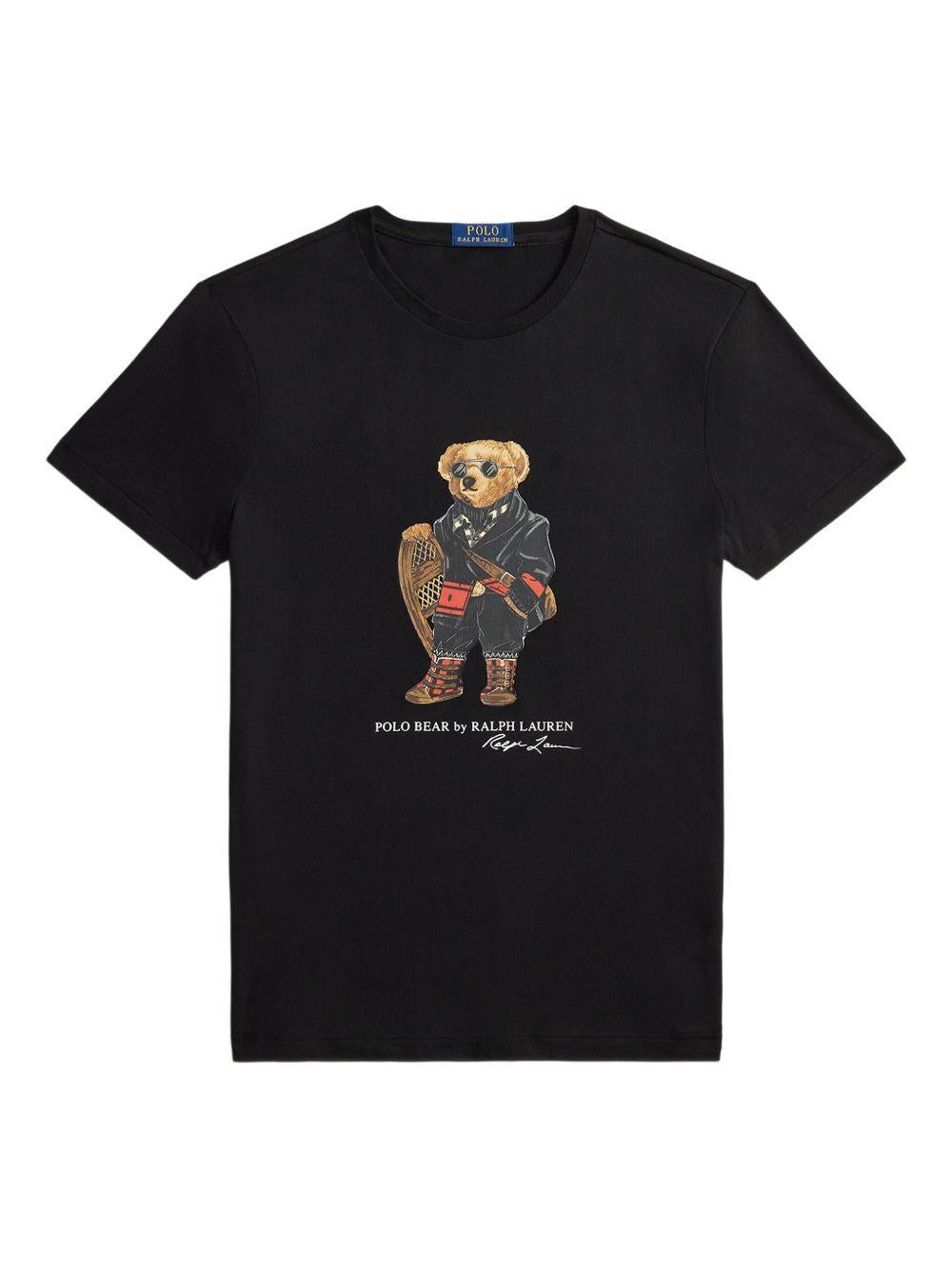 POLO RALPH LAUREN T-shirt in cotone nero con iconico teddy
