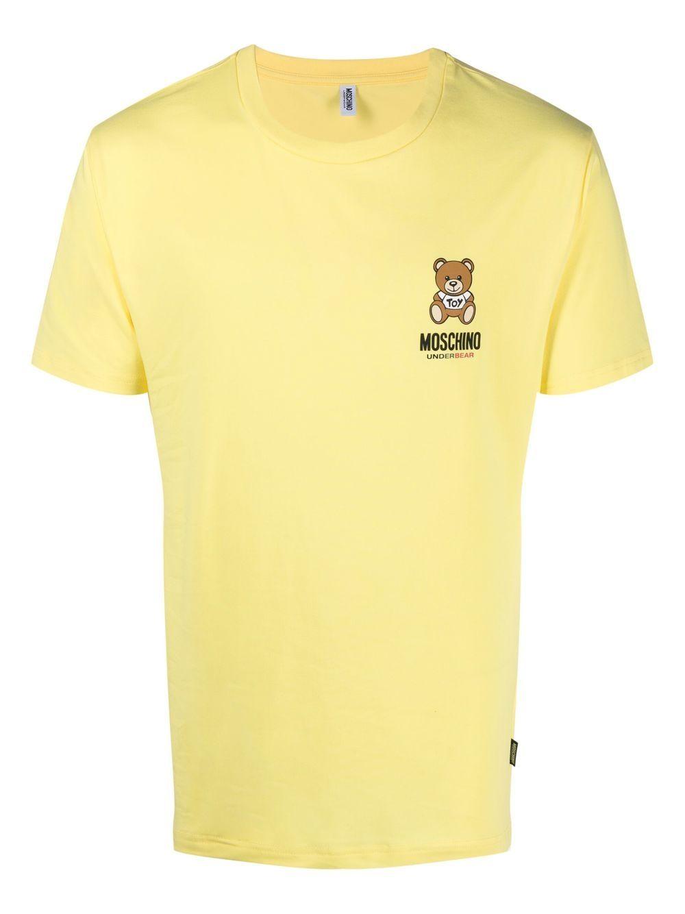 MOSCHINO UNDERWEAR T-shirt in cotone giallo con logo<BR/>