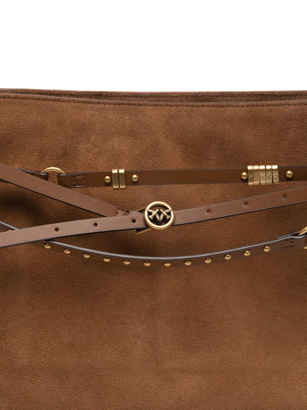 PINKO Borsa a spalla Belt Bag in pelle scamosciata marrone