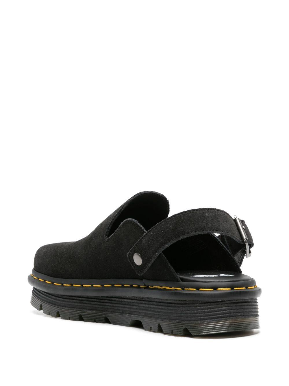 DR MARTENS Mules platform Zebzag in camoscio nero