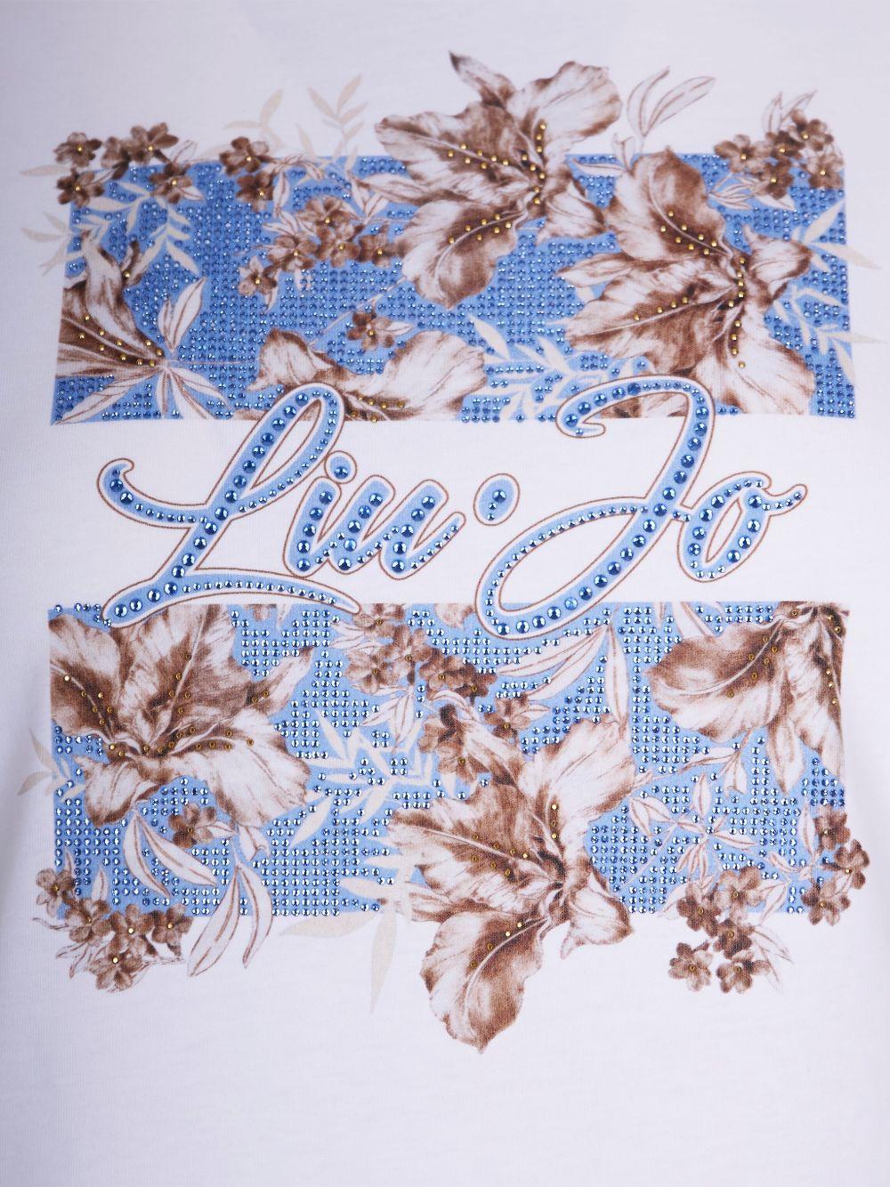 LIUJO T-shirt in cotone bianco con stampa