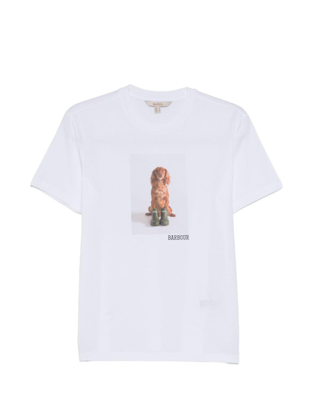 BARBOUR T-shirt con stampa in cotone bianco
