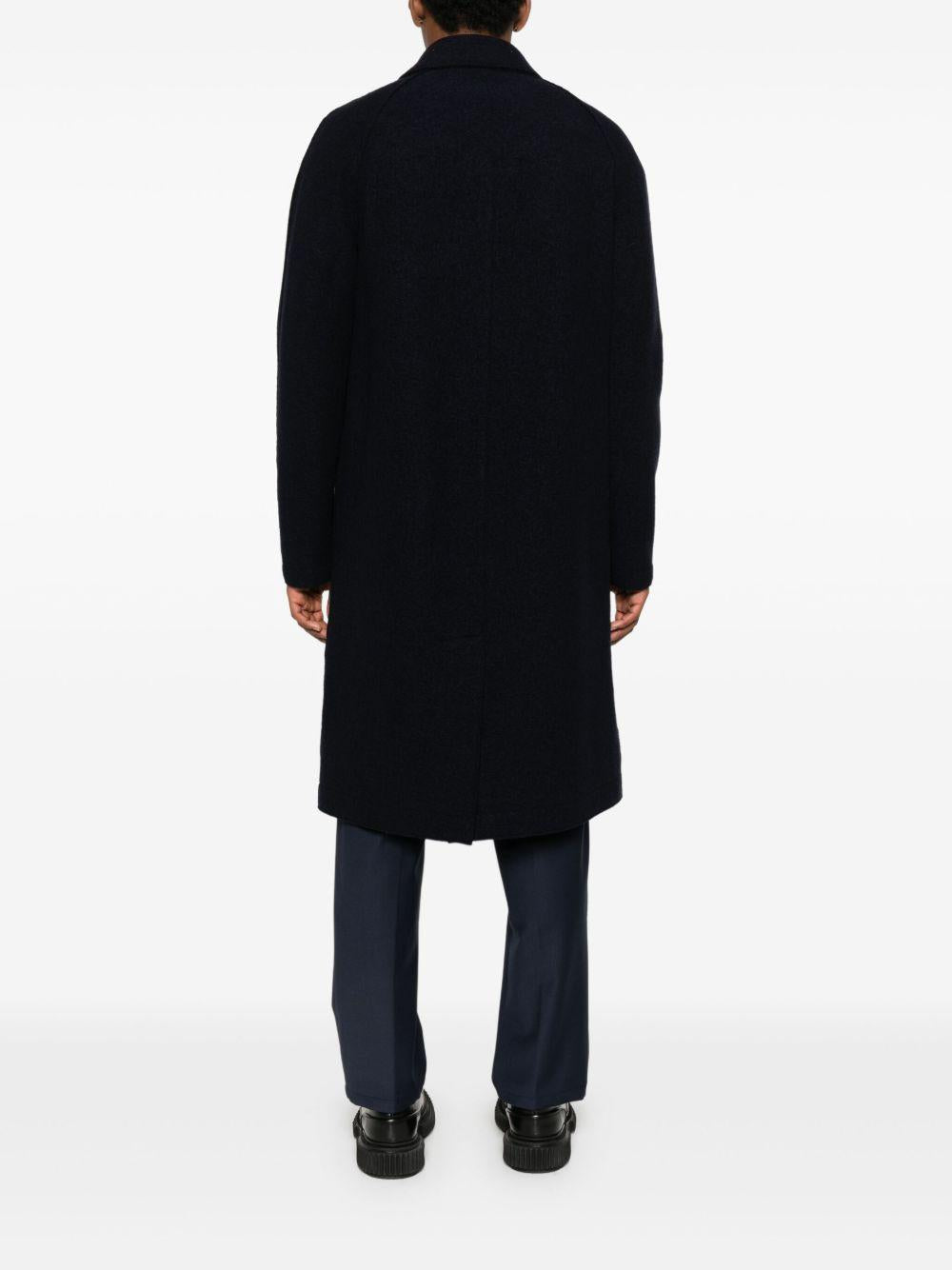 HARRIS WHARF LONDON Cappotto lungo balmacaan in lana blu navy