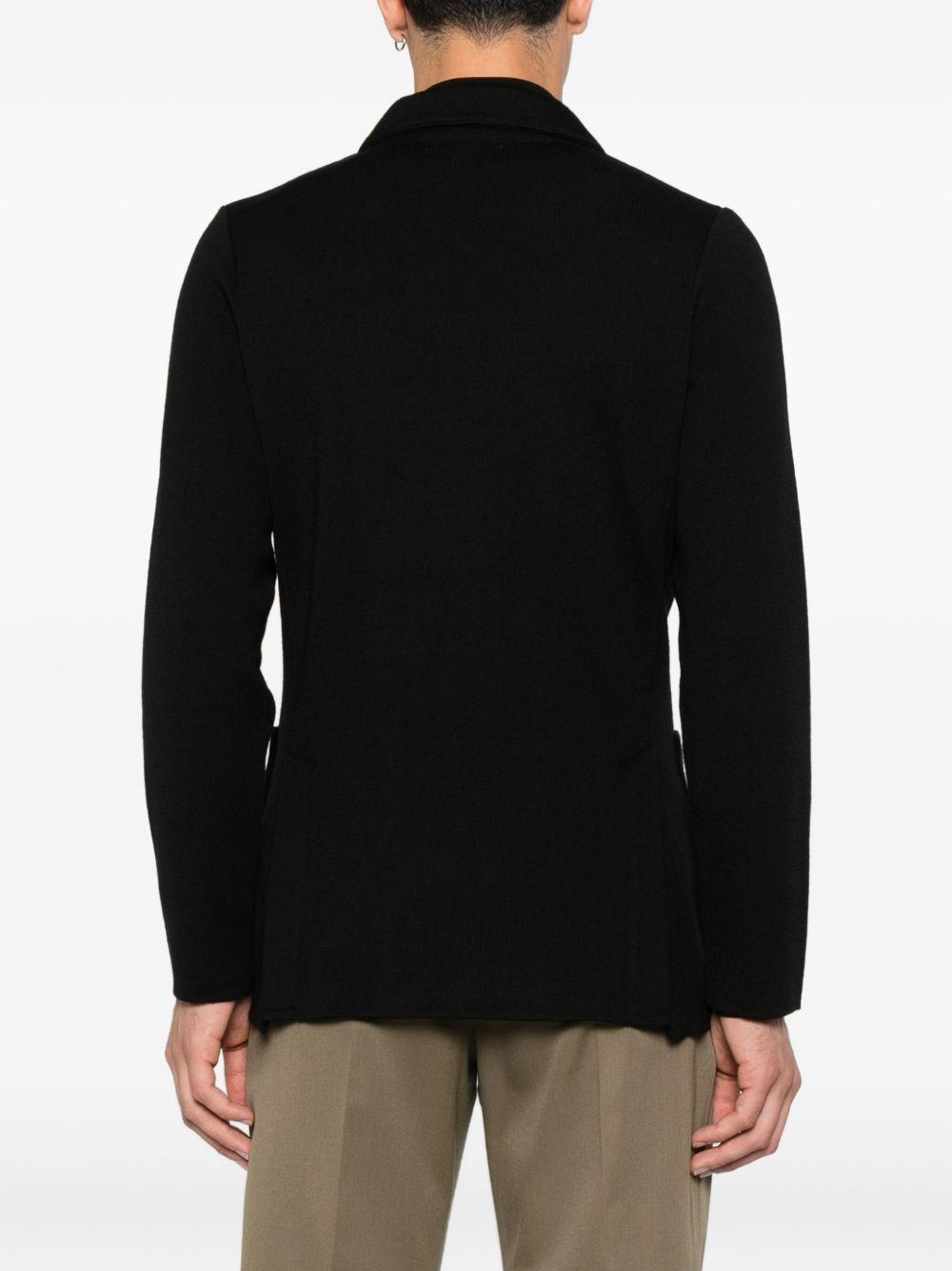 LARDINI Giacca doppiopetto in maglia nera di lana