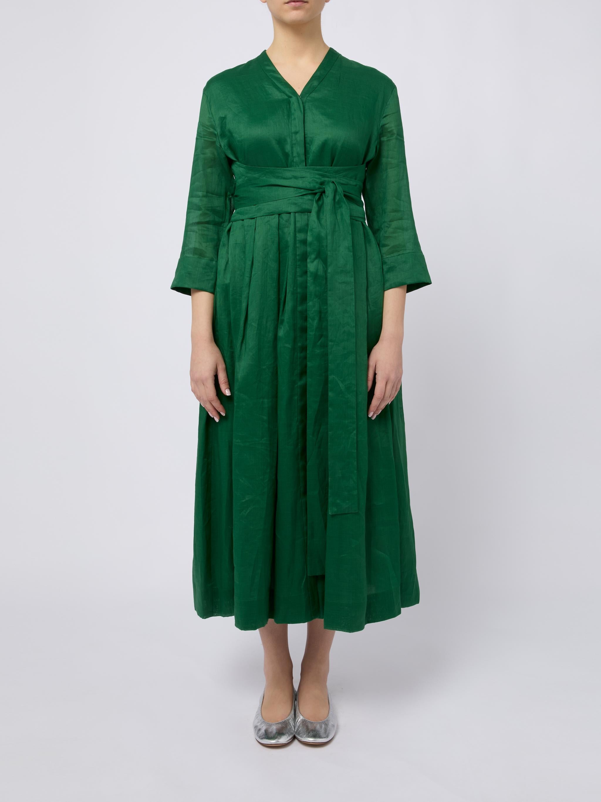 S MAX MARA Abito Camilla con nastro cintura in vita verde