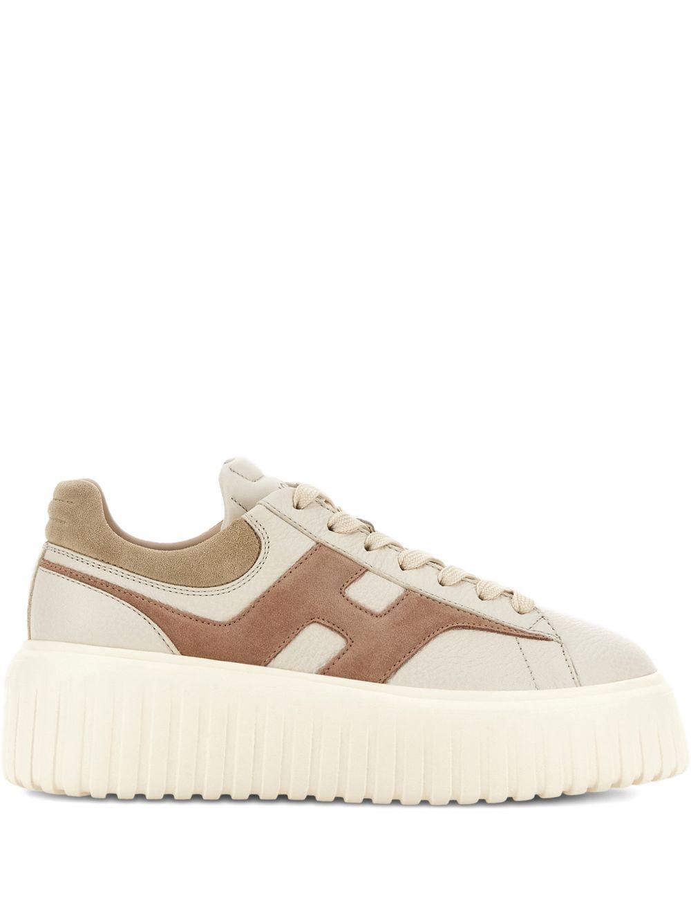 HOGAN Sneakers Hogan H-Stripes in pelle beige e marrone