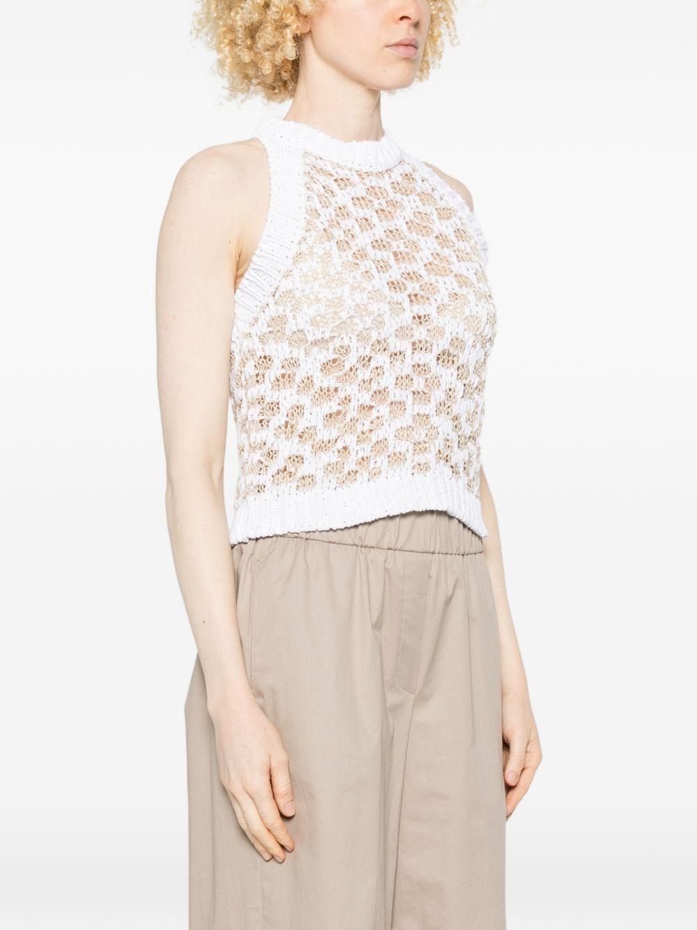 PESERICO Top in crochet a maglia larga bianco
