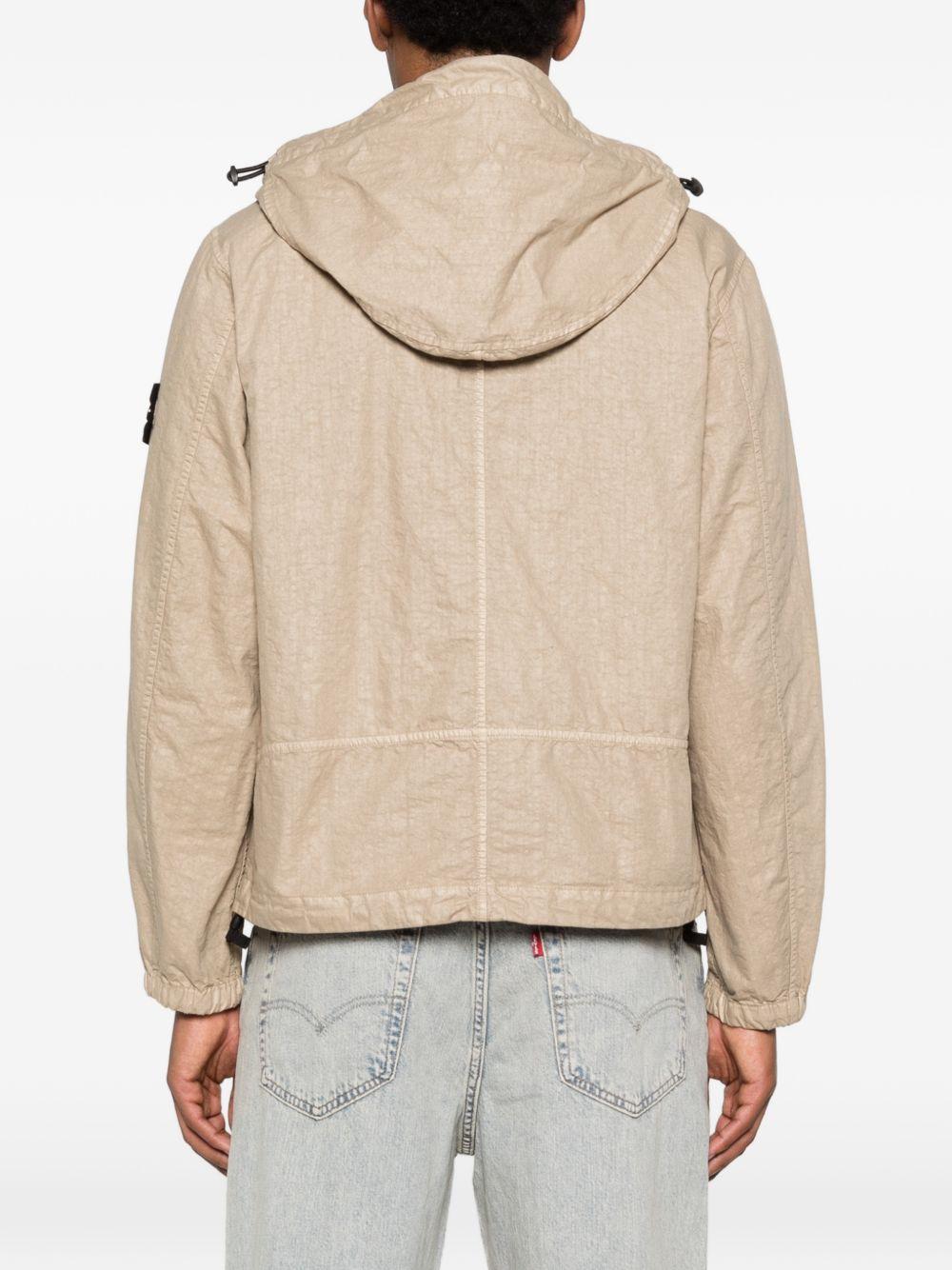 STONE ISLAND Giacca con cappuccio e zip beige