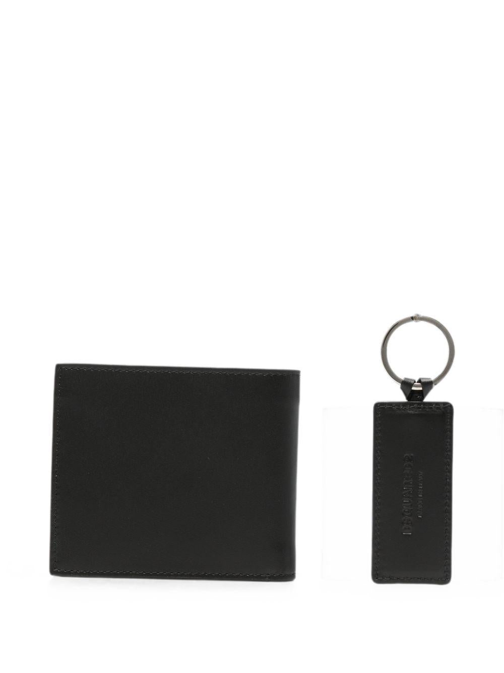 DSQUARED2 Set regalo con portafoglio e portachiavi in pelle nera
