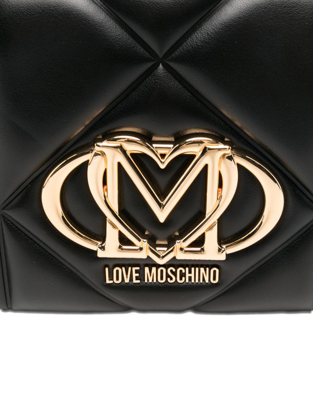 LOVE MOSCHINO Borsa nera trapuntata con placca logo