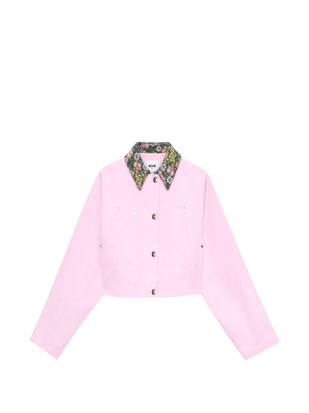 MSGM Giacca rosa con colletto floreale