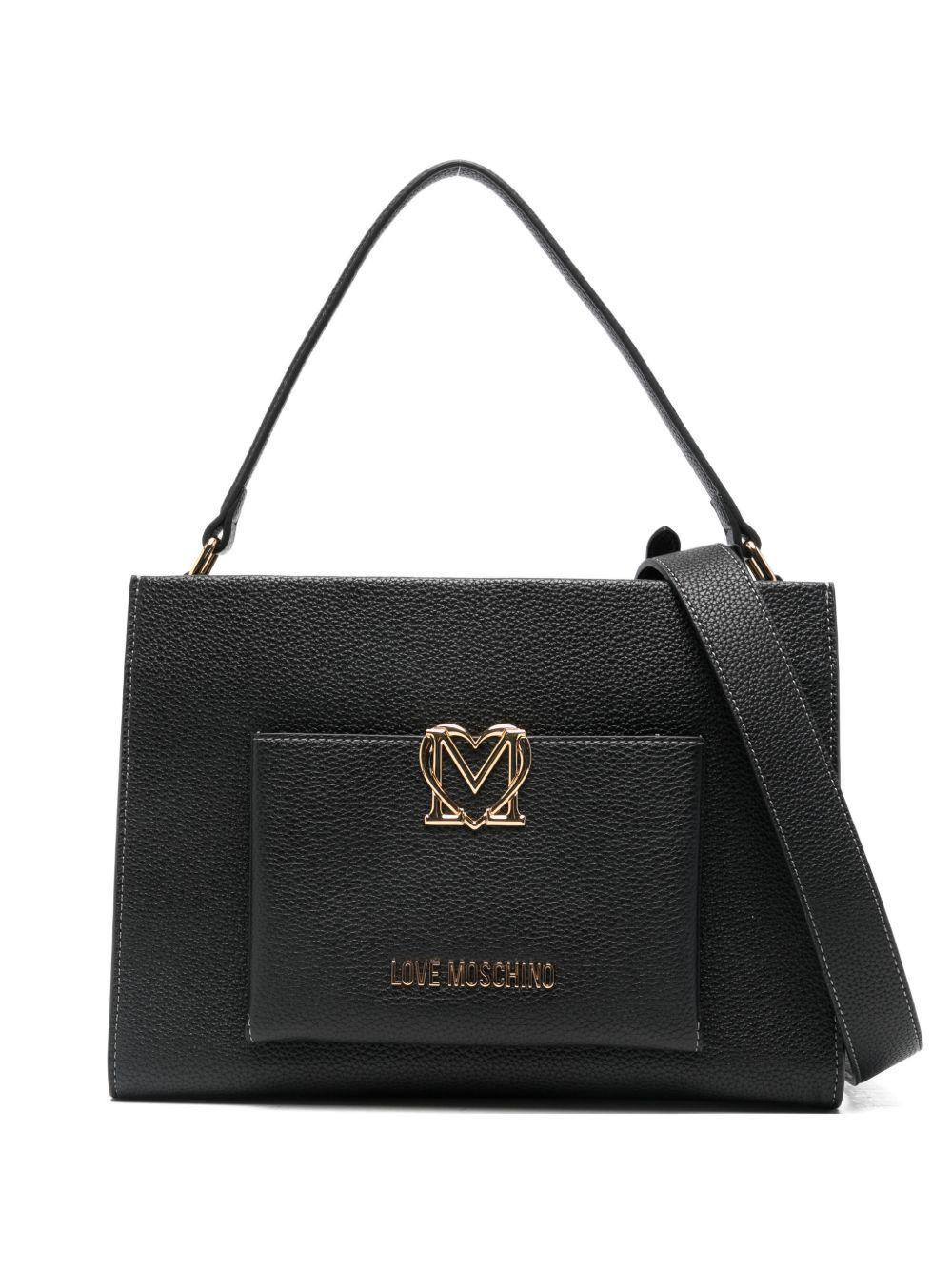 LOVE MOSCHINO Borsa a mano nera in ecopelle con tracolla