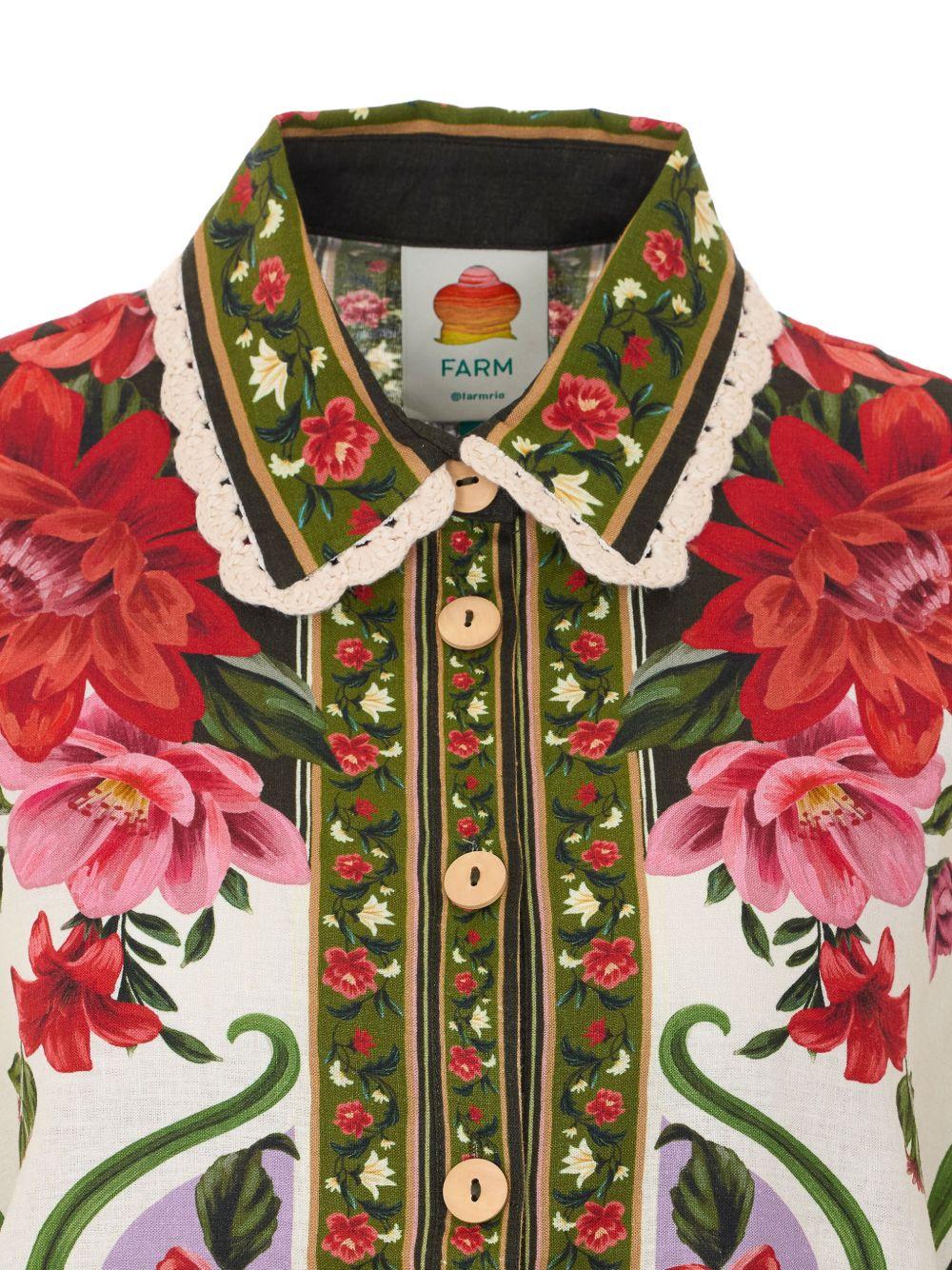 FARM RIO Camicia con stampa floreale in lino multicolore