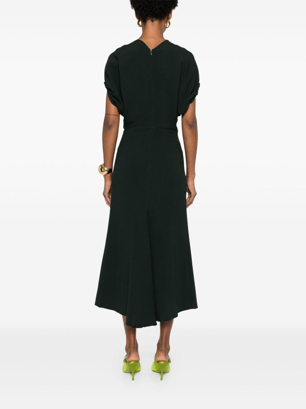 VICTORIA BECKHAM Abito midi con scollo a V verde scuro