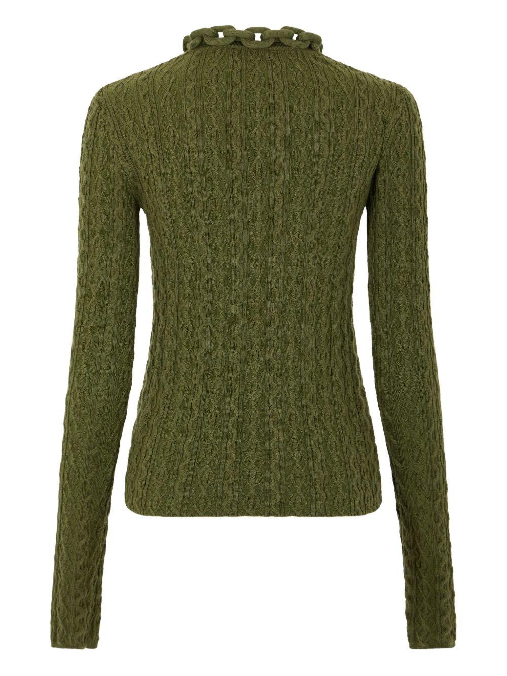 RABANNE Maglia kaki con catena 'XL link' applicata