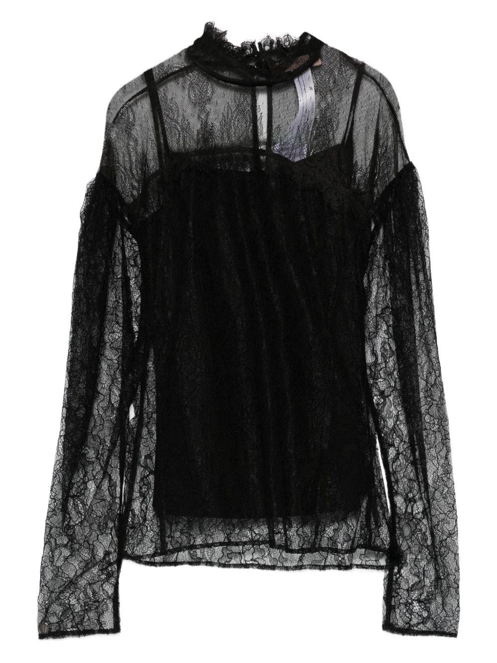 TWINSET Blusa nera con pizzo