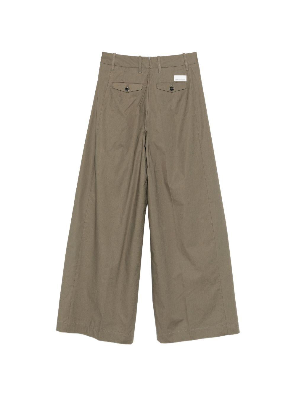 NINE IN THE MORNING Pantaloni Petra in verde con gamba ampia