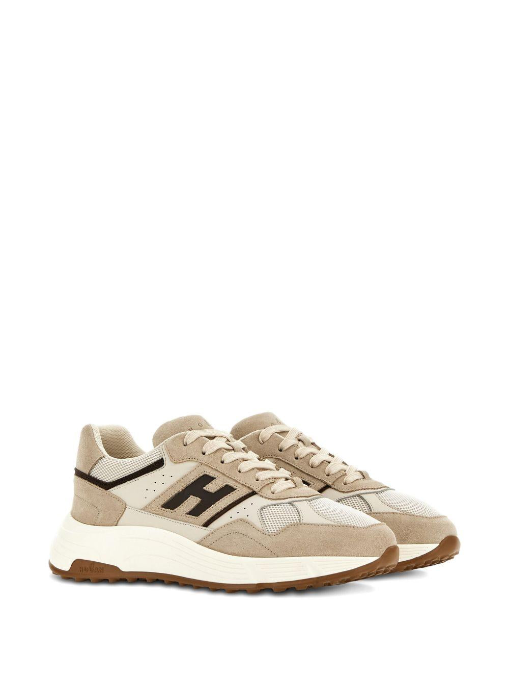 HOGAN Snekaers 'Hyperlight' in pelle beige con logo