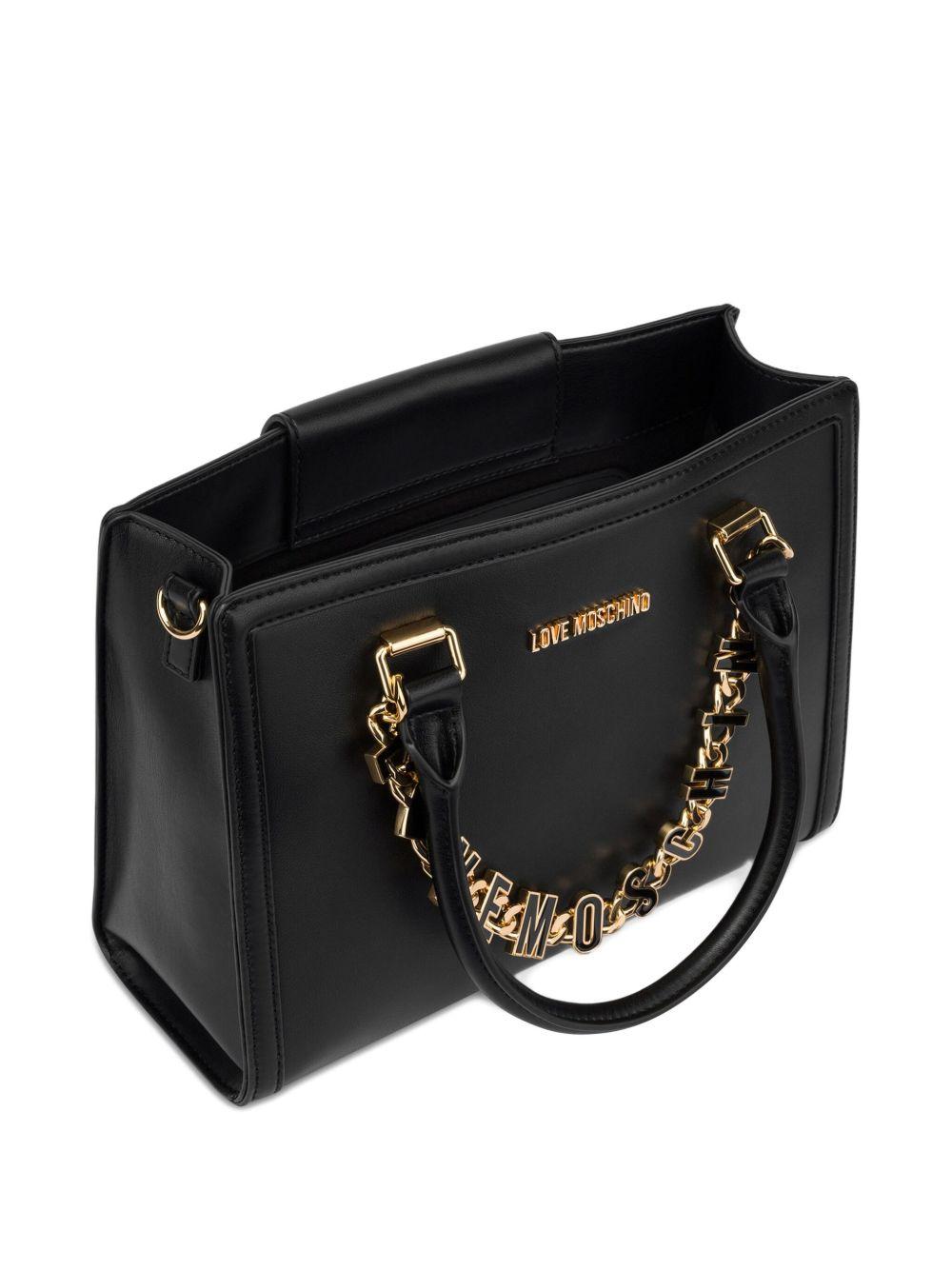LOVE MOSCHINO Tote bag nera con catena logo
