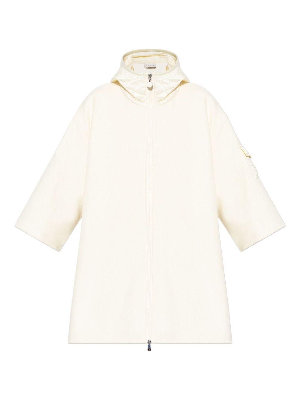 MONCLER Cappa avorio a maniche 3/4 con cappuccio
