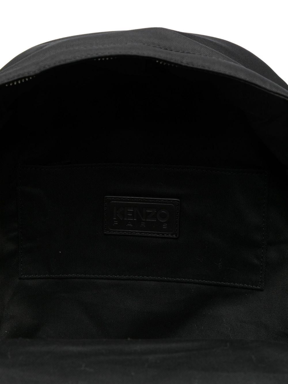 KENZO Zaino nero con stampa logo e tigre