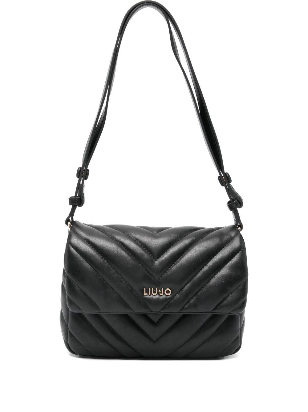 LIUJO Borsa nera in ecopelle con logo