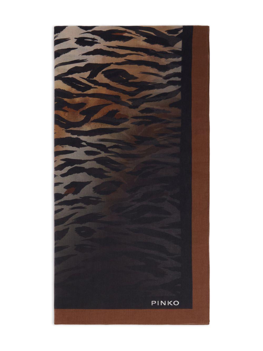 PINKO Foulard marrone e nero con stampa animalier