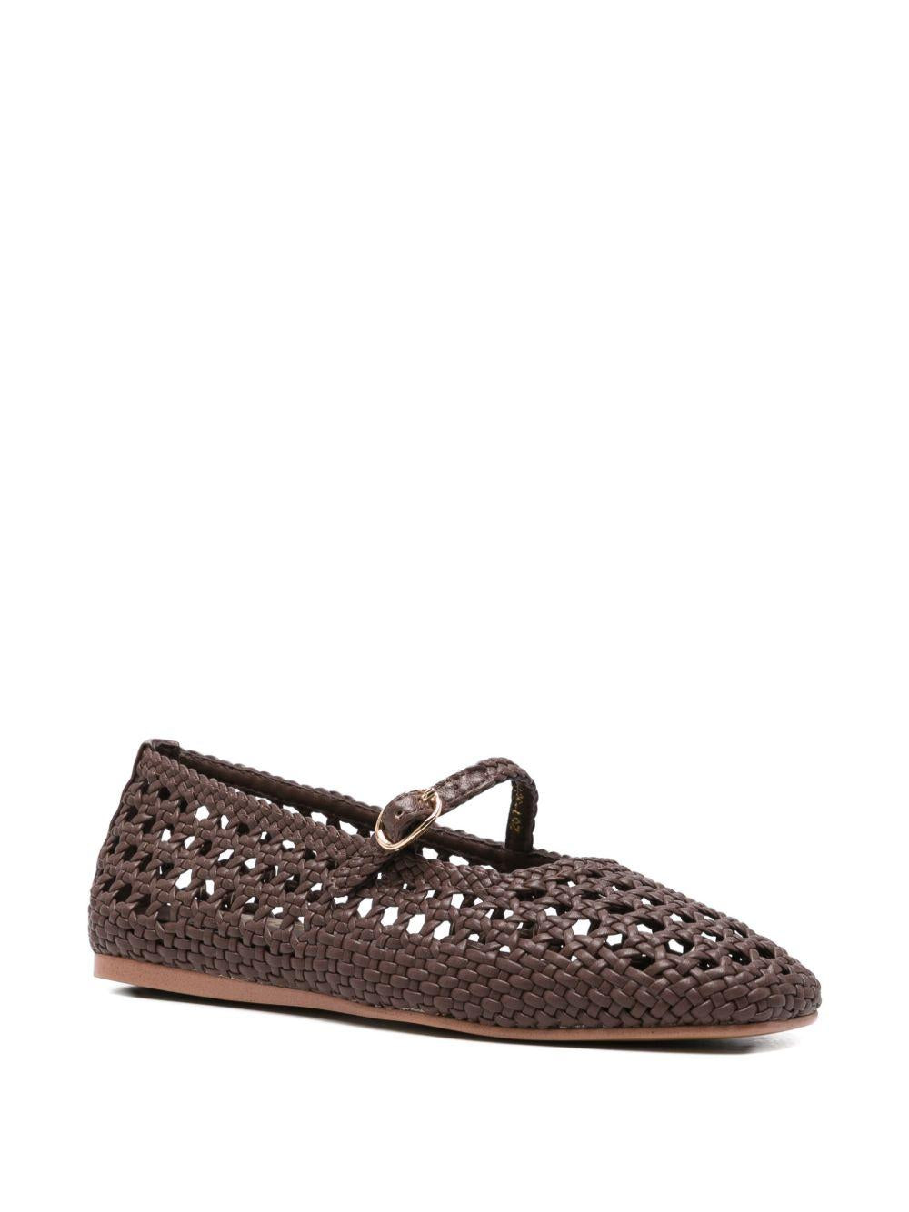 ZOLFO Ballerine Mimi marroni con intreccio e cinturino