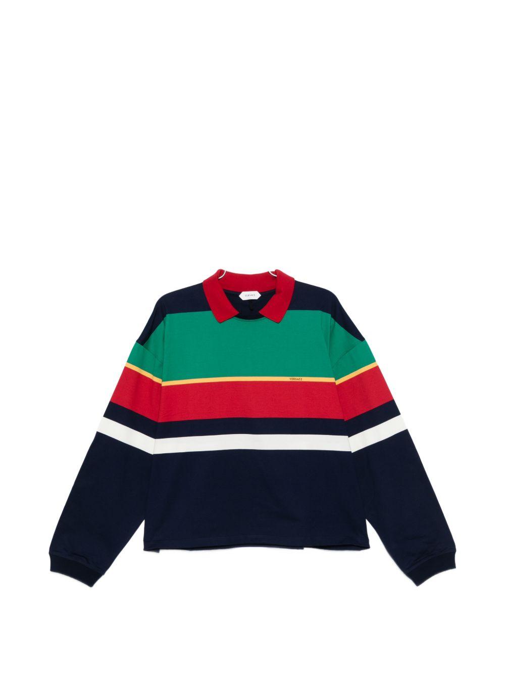 VERSACE Polo in cotone a righe colorate