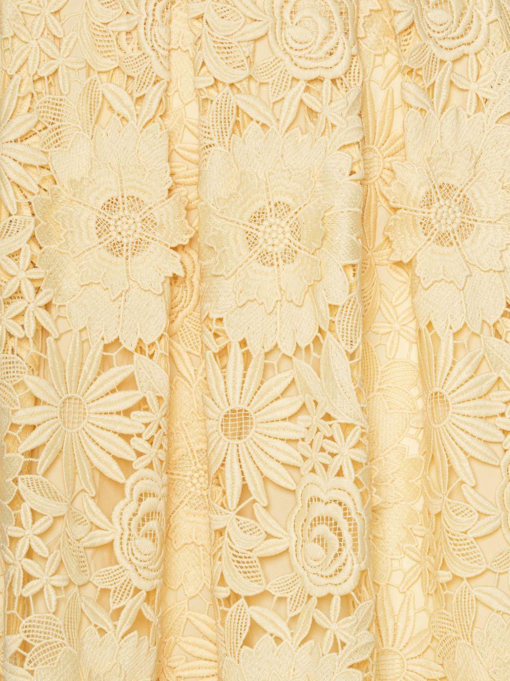 ROTATE Gonna midi gialla con pizzo fiori