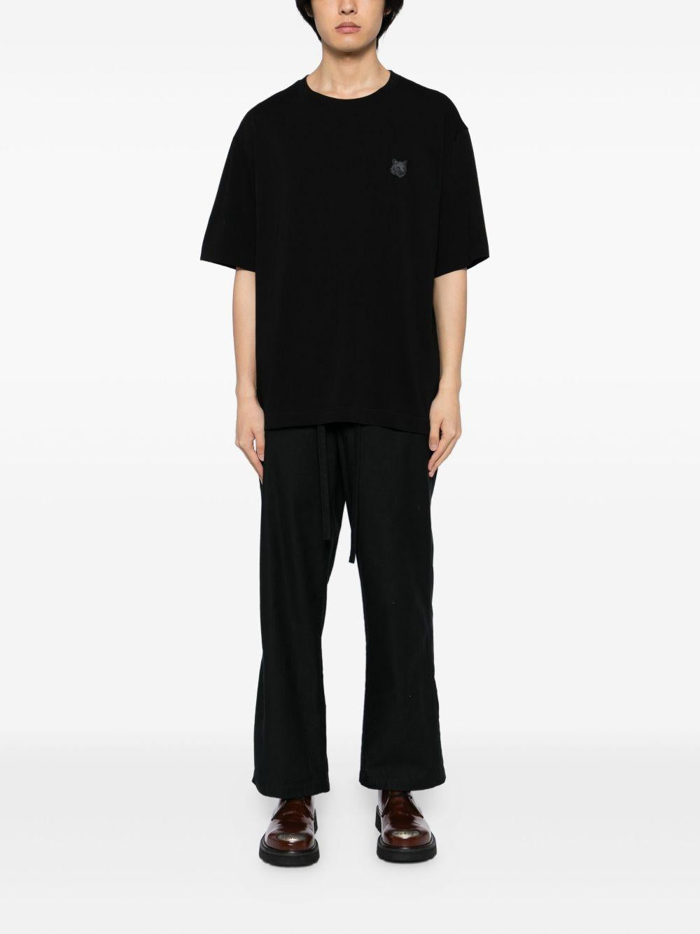MAISON KITSUNE T-shirt a maniche corte nera in cotone con logo