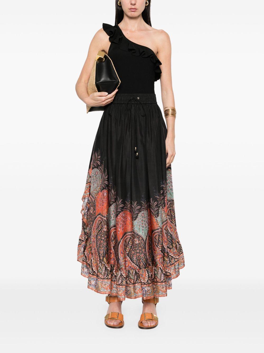 ZIMMERMANN Maxi gonna in seta con volant Rhiannon