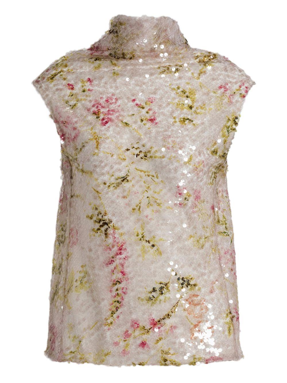 ALBERTA FERRETTI Top con paillettes a collo alto