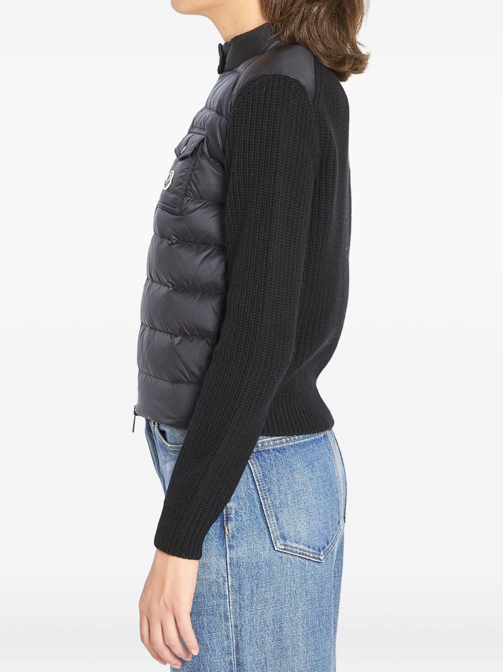 MONCLER Cardigan con zip imbottito nero