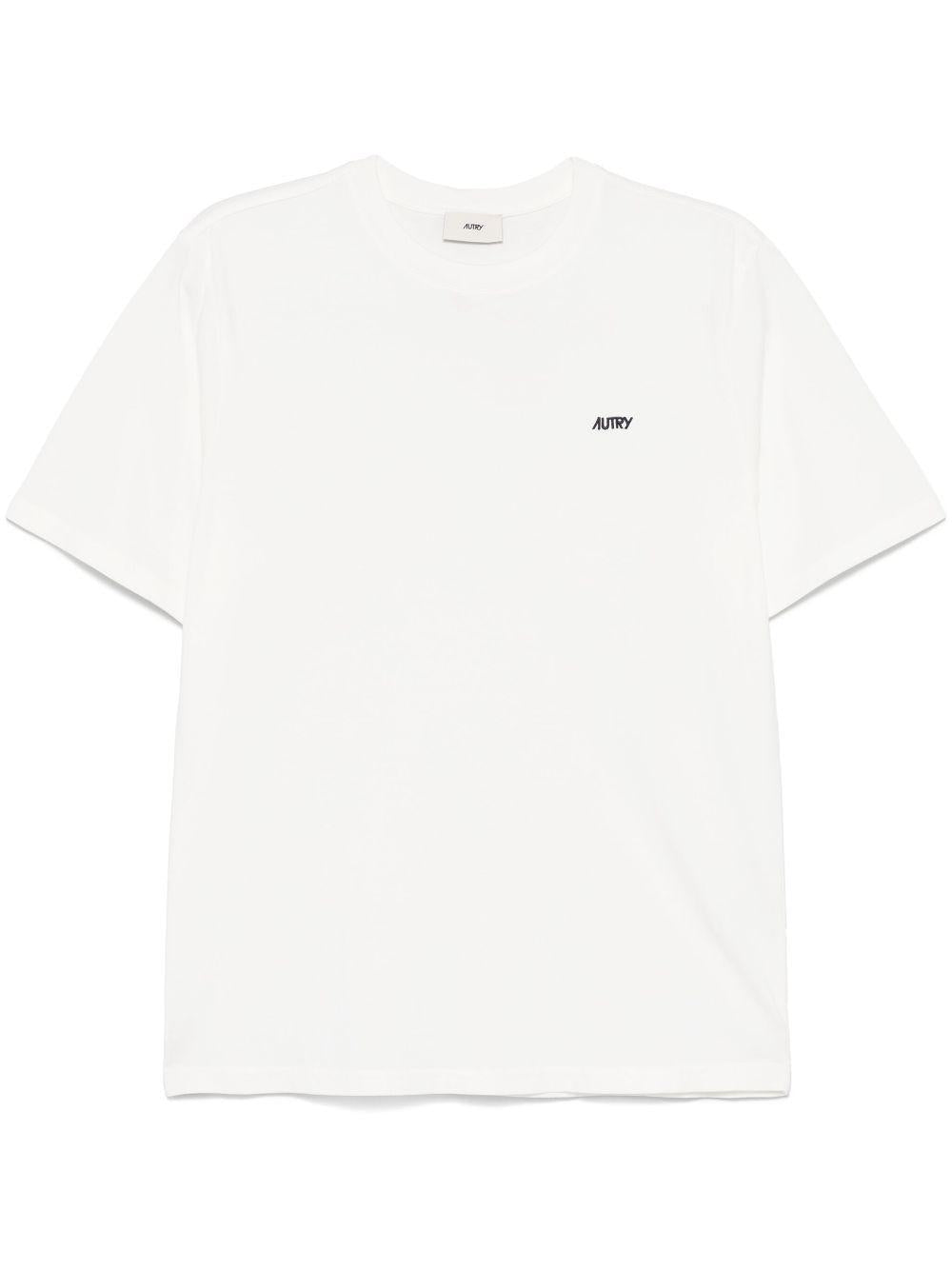AUTRY T-shirt in cotone bianco con stampa logo nero