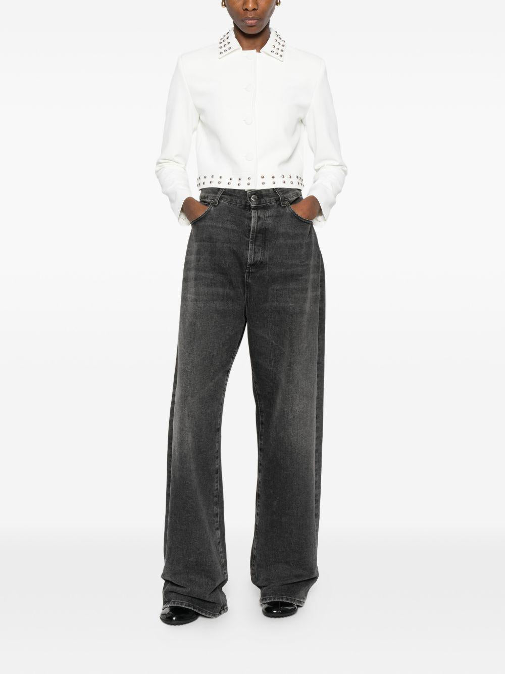 LIUJO Giacca bianca impreziosita da borchiette su collo e vita