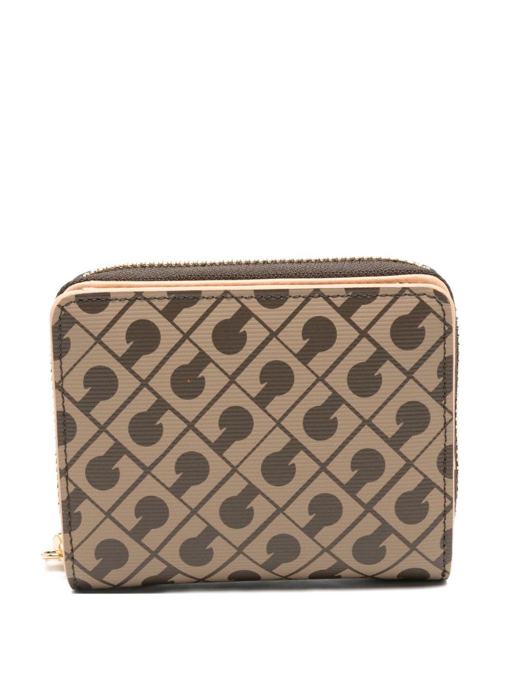 GHERARDINI Portafoglio marrone con logo all-over Millerighe Vacchetta