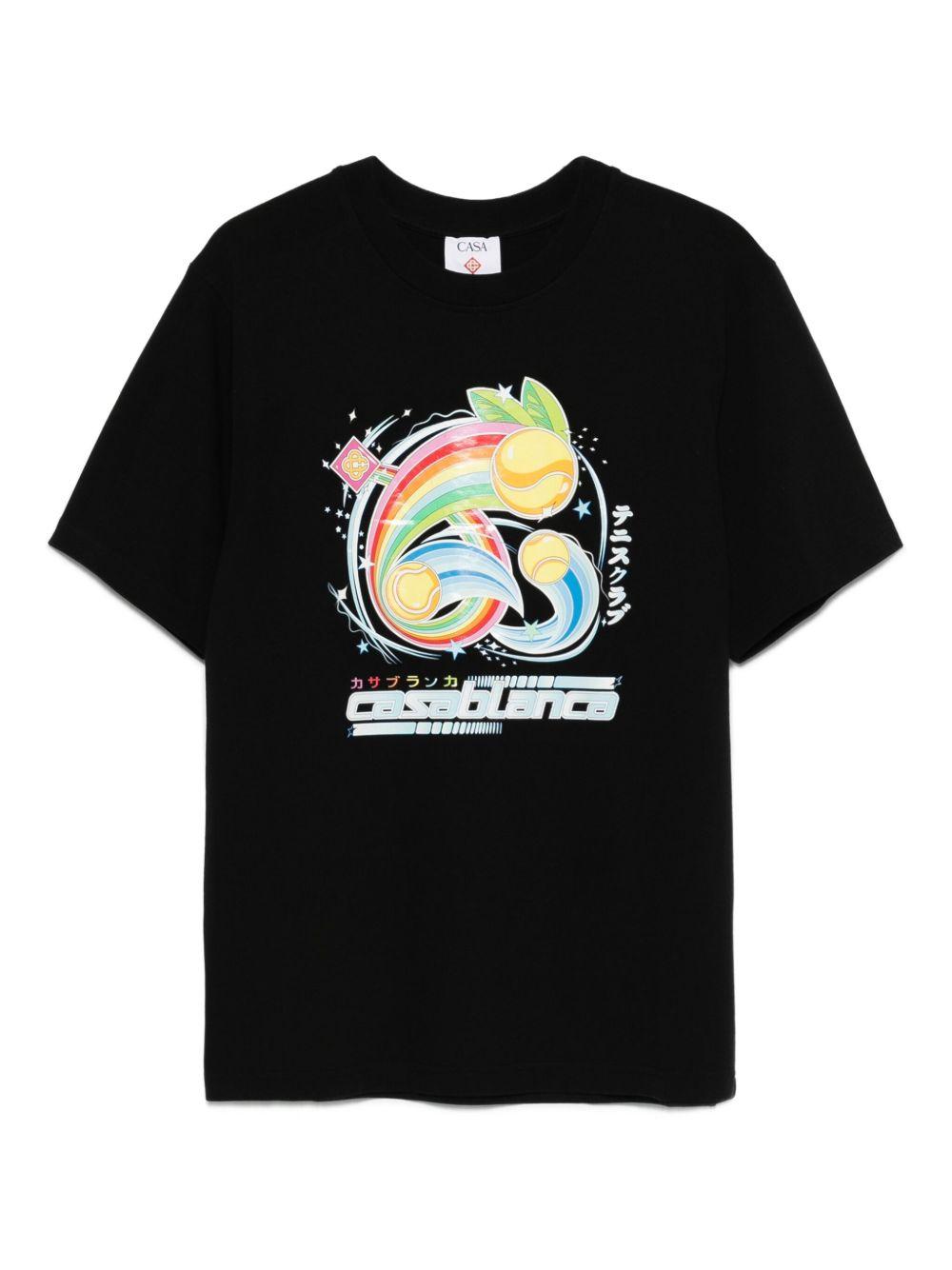 CASABLANCA T-shirt a maniche corte in cotone nero con stampa grafica