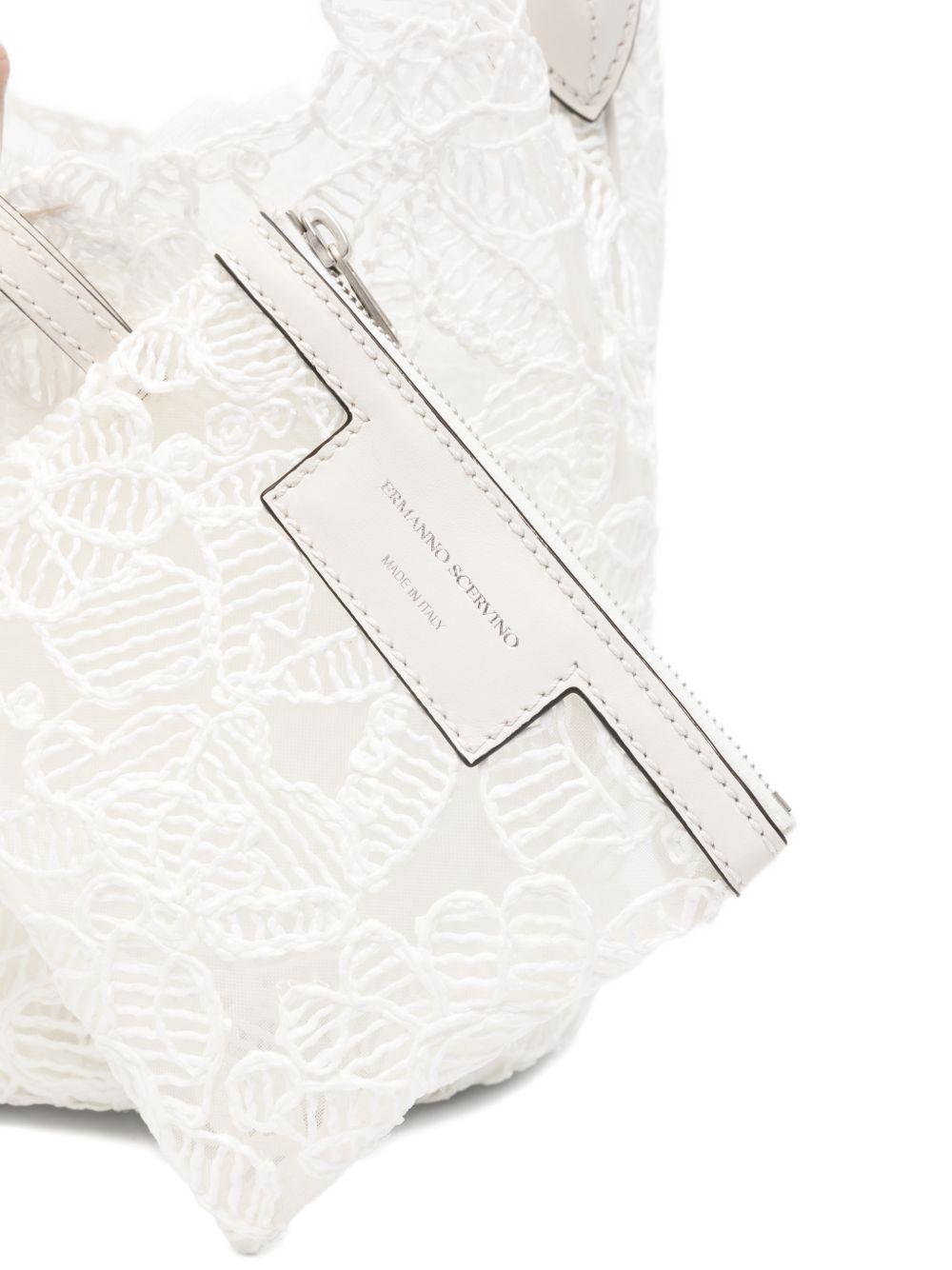 ERMANNO SCERVINO Borsa tote in pizzo floreale bianca