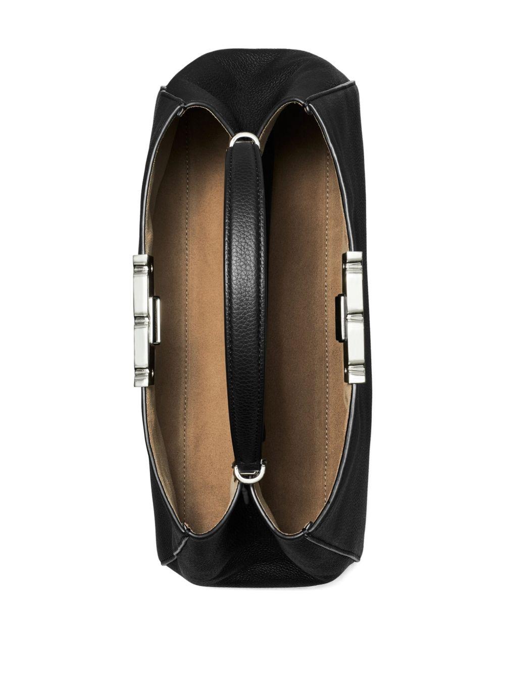 TORY BURCH Borsa a mano Eleanor in pelle di vitello nera con logo argento