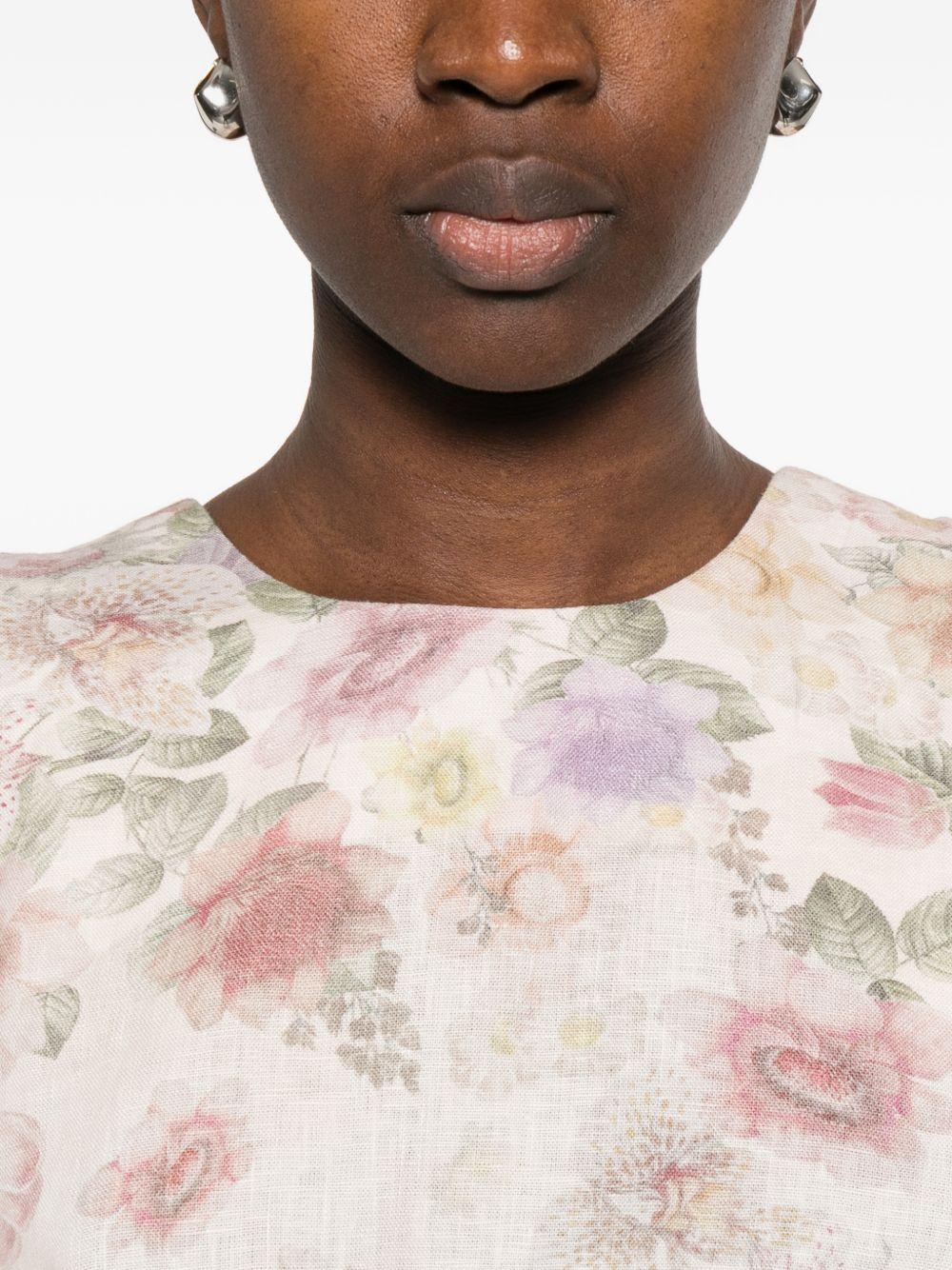 TWINSET Abito corto rosa cipria con stampa floreale