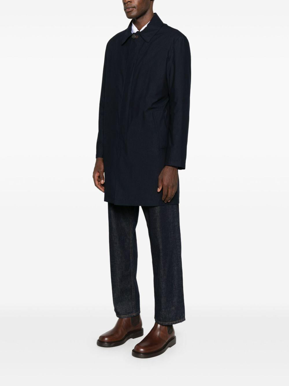 CORNELIANI Trench nero con abbottonatura frontale