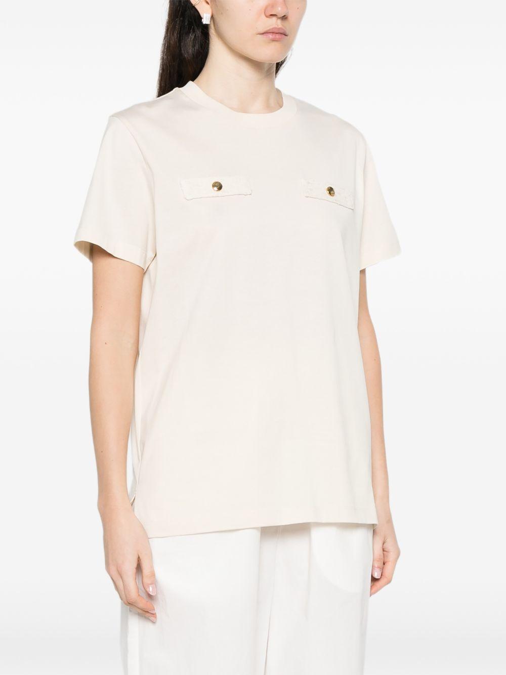 MONCLER T-shirt beige a maniche corte