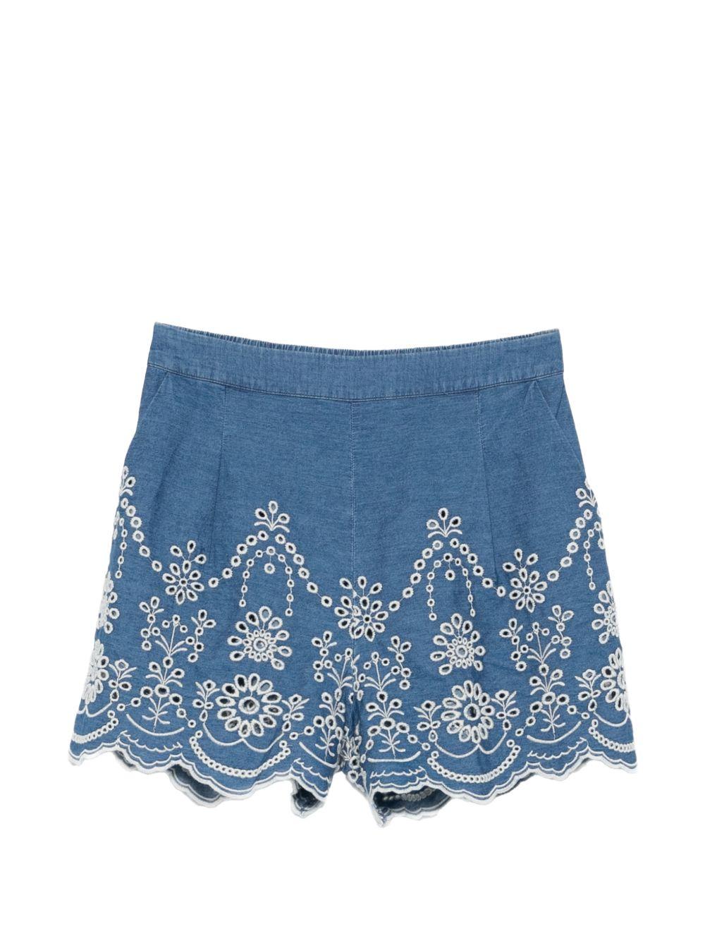 MC2 SAINT BARTH Pantaloncini Amani in cotone con ricamo bianco