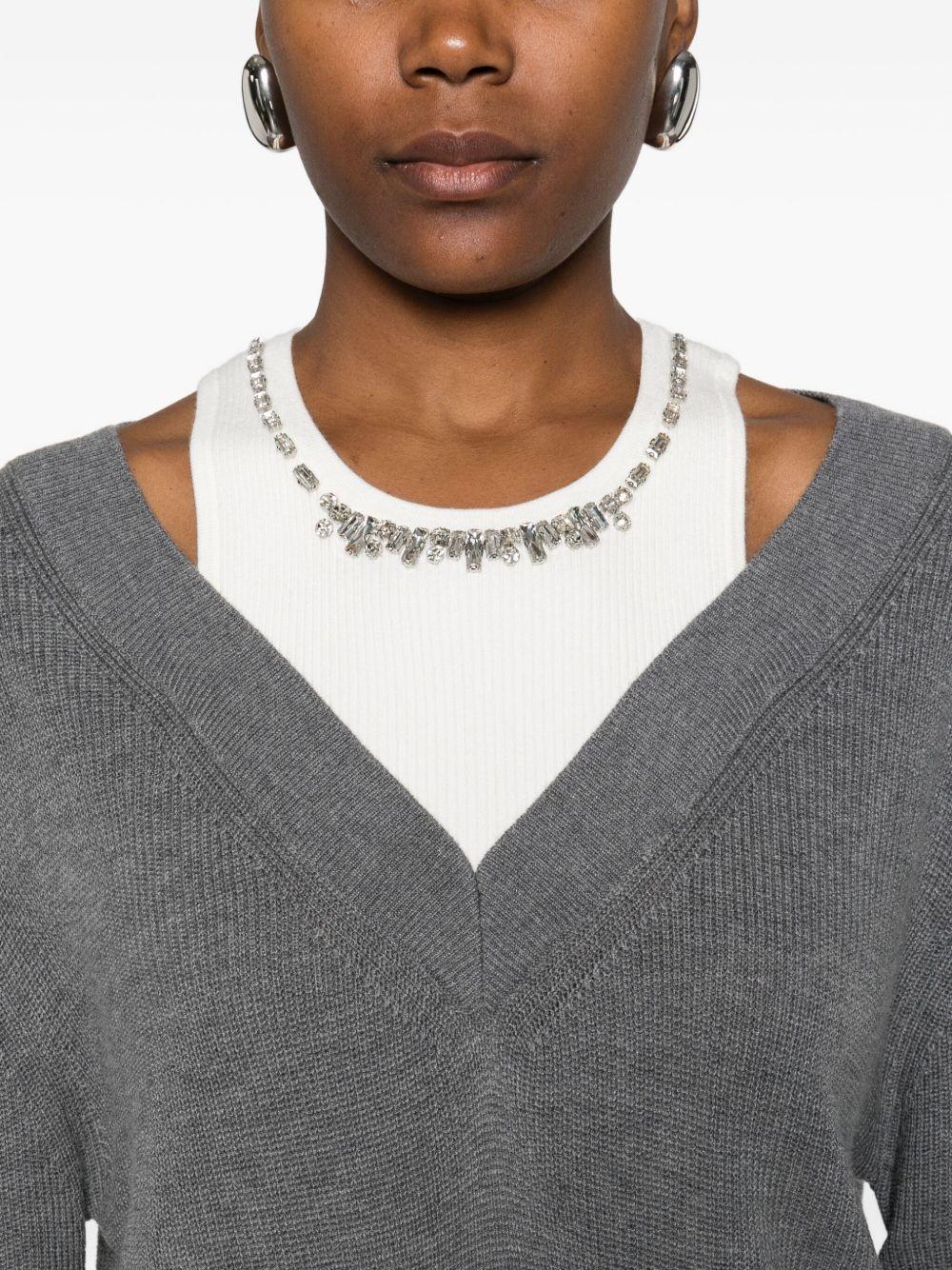 LIUJO Abito grigio in maglia con scollo a V