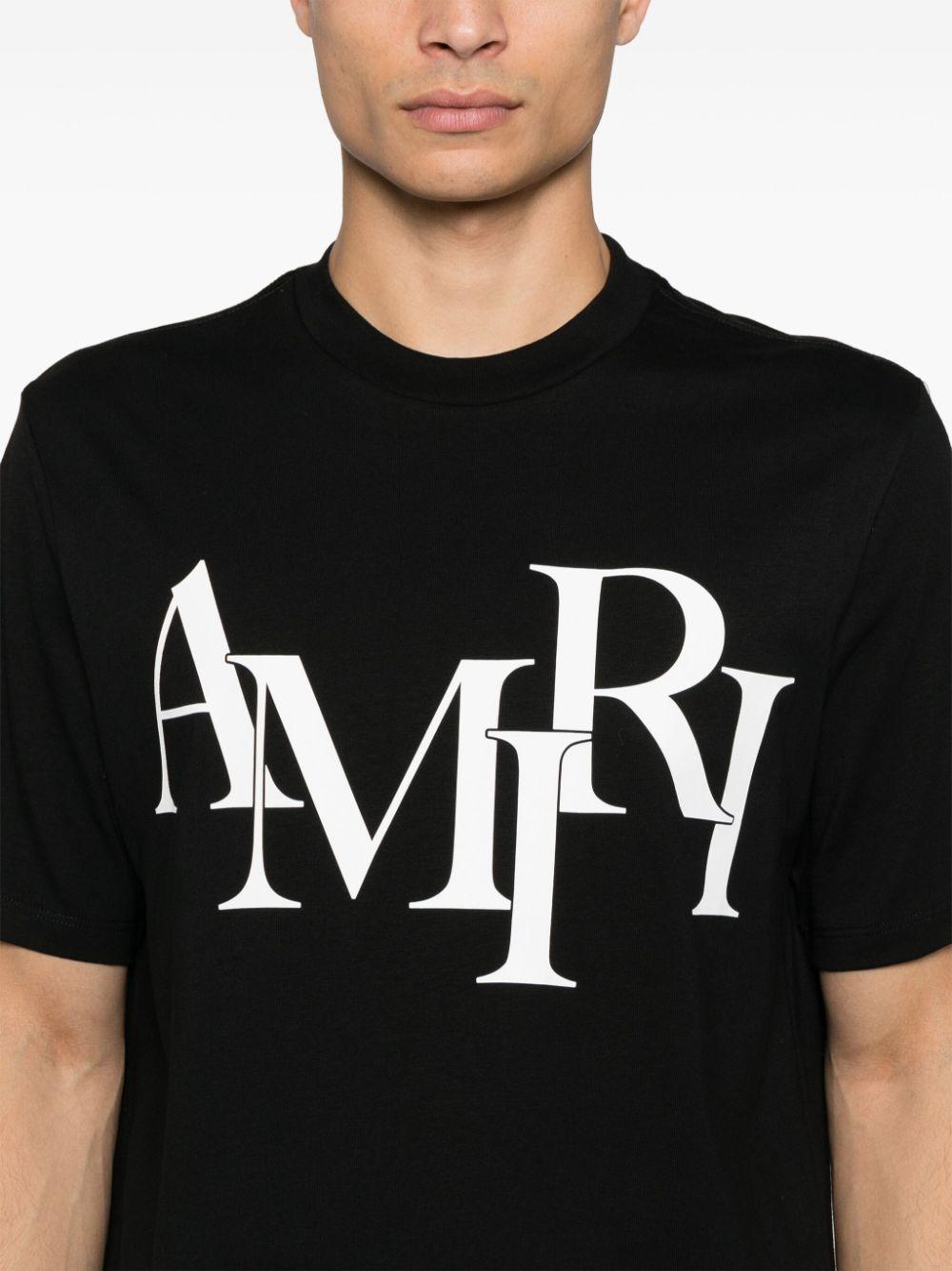 AMIRI T-shirt in cotone nero con logo bianco
