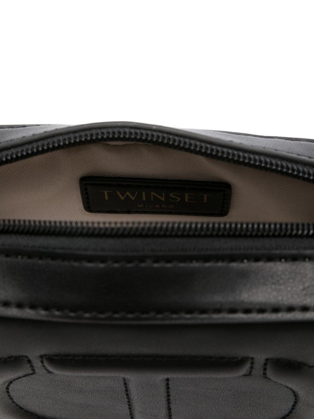 TWINSET Borsa a tracolla nera con logo goffrato