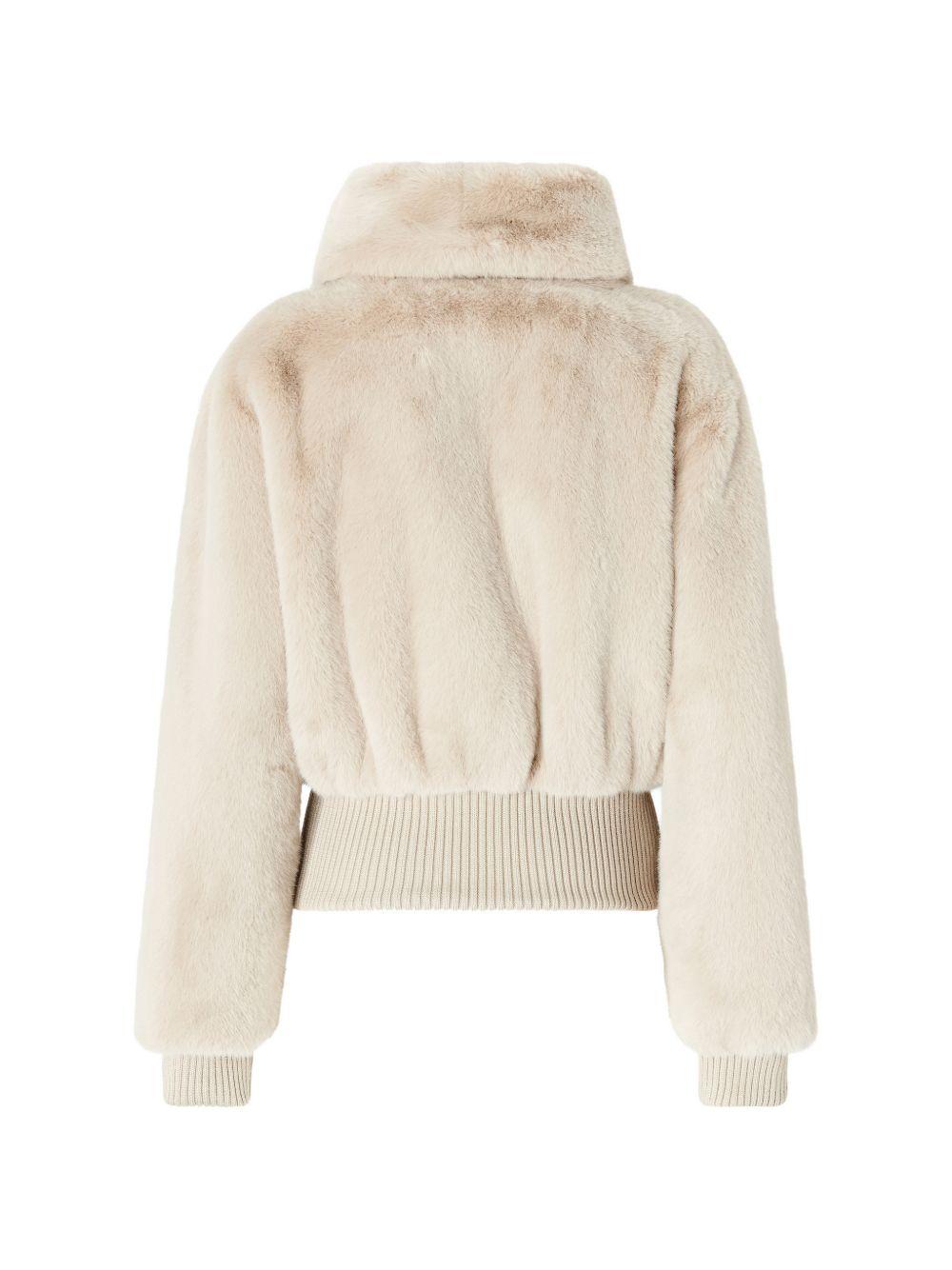 PINKO Bomber Bagels in ecopelliccia beige chiaro con cappuccio